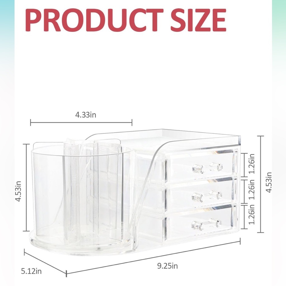 360° Rotating Clear Makeup Organizer - Picture 2 of 4